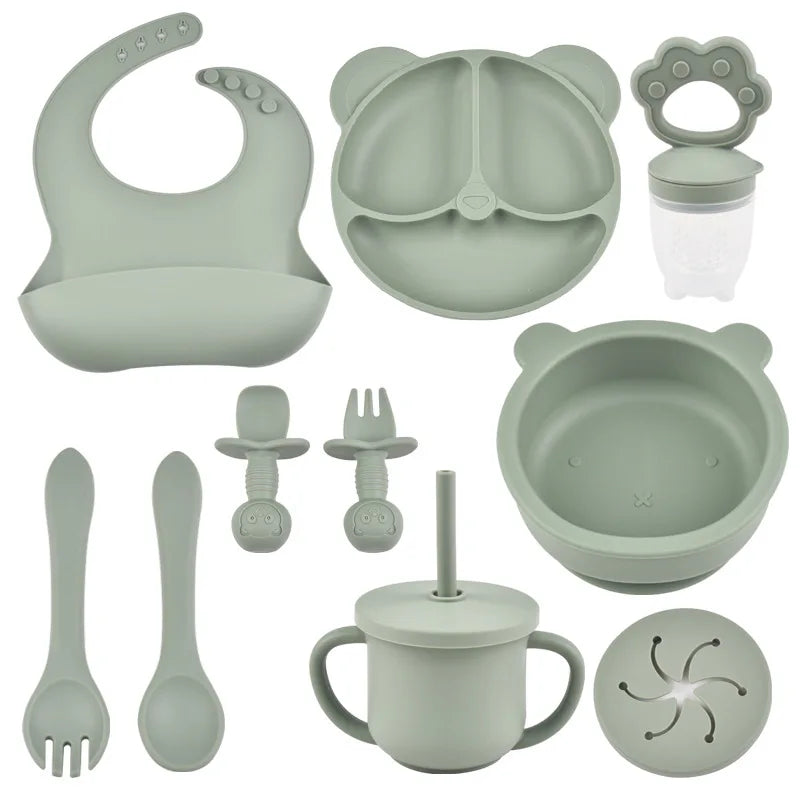 Silicone Baby Tableware 9pcs/Set