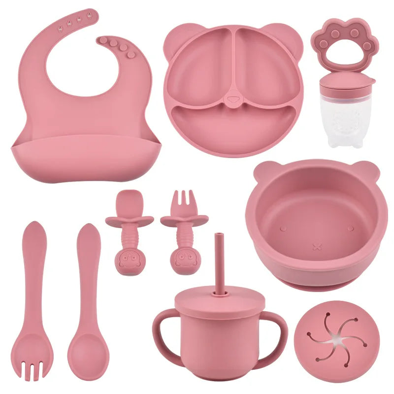 Silicone Baby Tableware 9pcs/Set