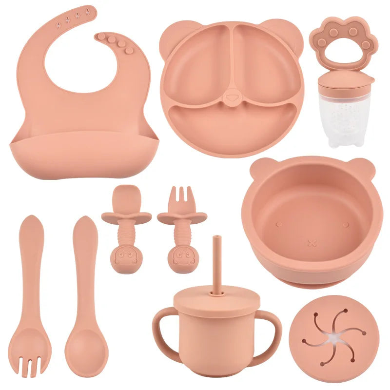 Silicone Baby Tableware 9pcs/Set