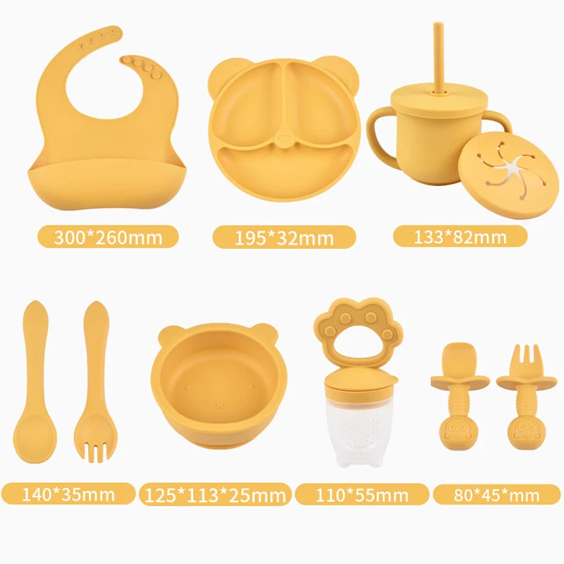 Silicone Baby Tableware 9pcs/Set