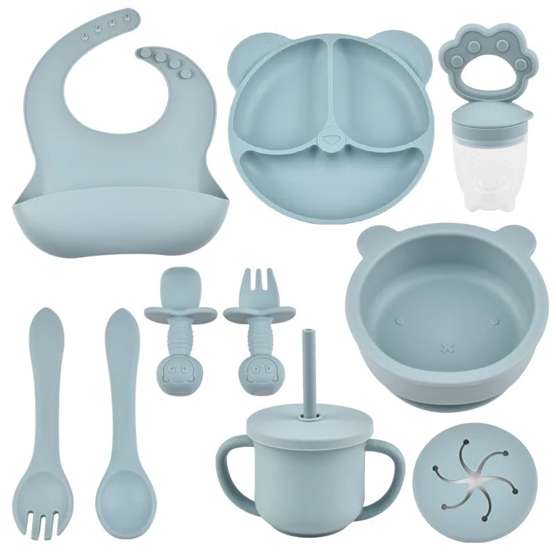 Silicone Baby Tableware 9pcs/Set